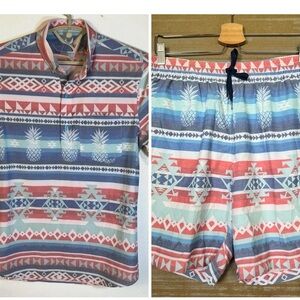 Chubbies 52’s Weekender Flex Pineapple matching swim shirt shorts